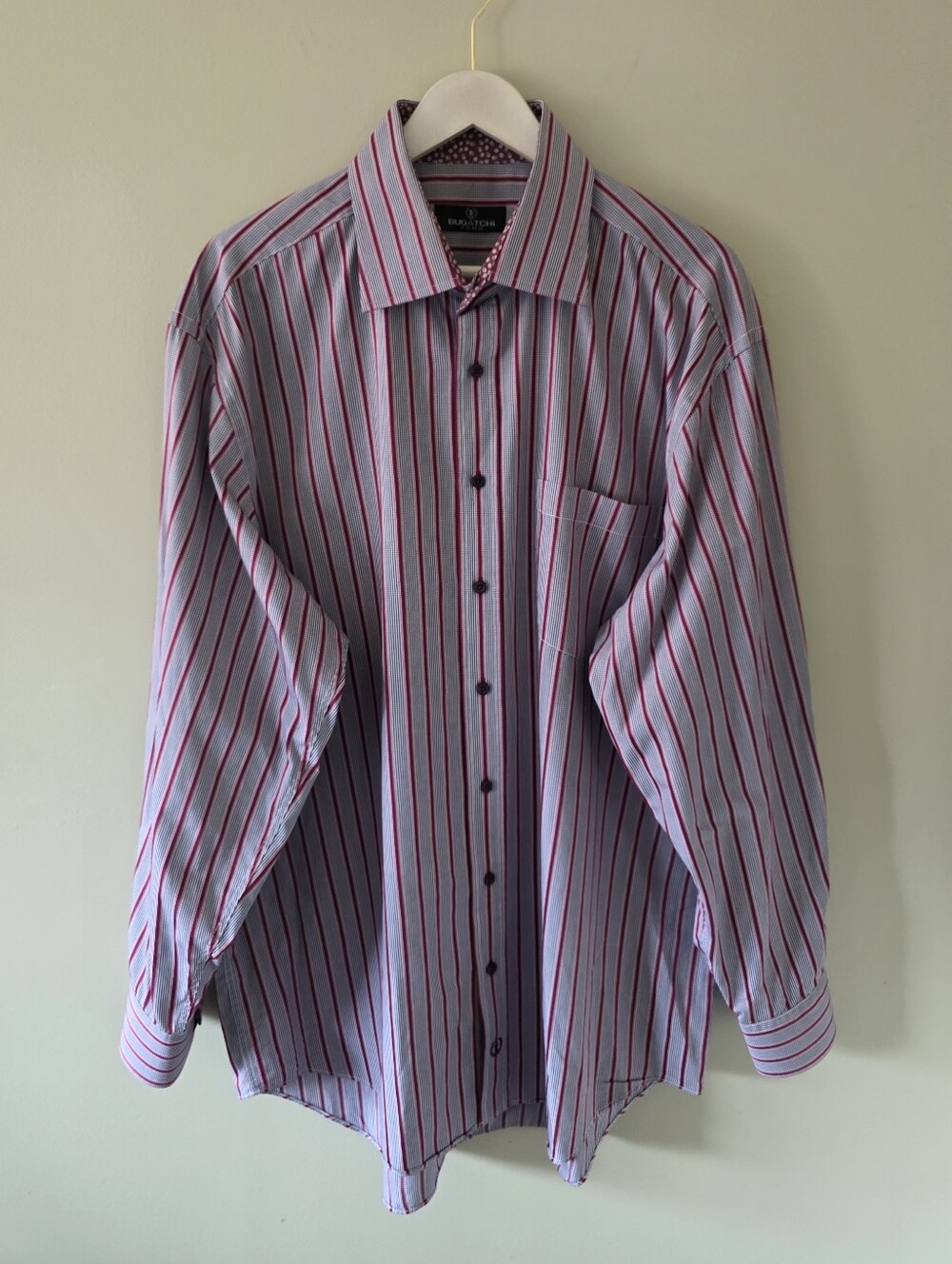 NWOT Bugatchi Uomo Formal Multi Striped Dress Shirt Size XXL Retro Eclectic